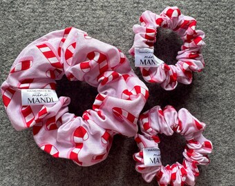 Candy Cane Christmas Scrunchies | Pink & Red Holiday Hair Tie