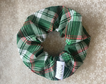 Green Plaid Scrunchie | Tartan Check Hair Tie