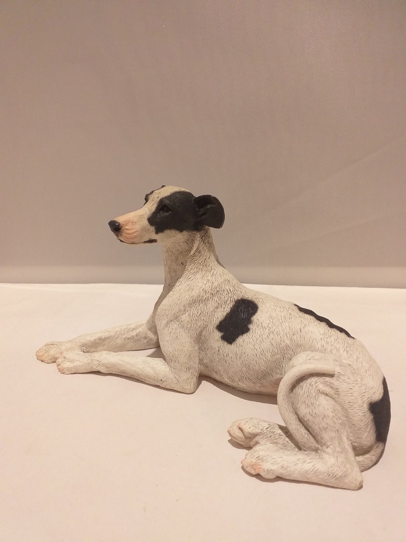 Greyhound Dog White Black Spots Ornament Gift Sculpture Statue Etsy
