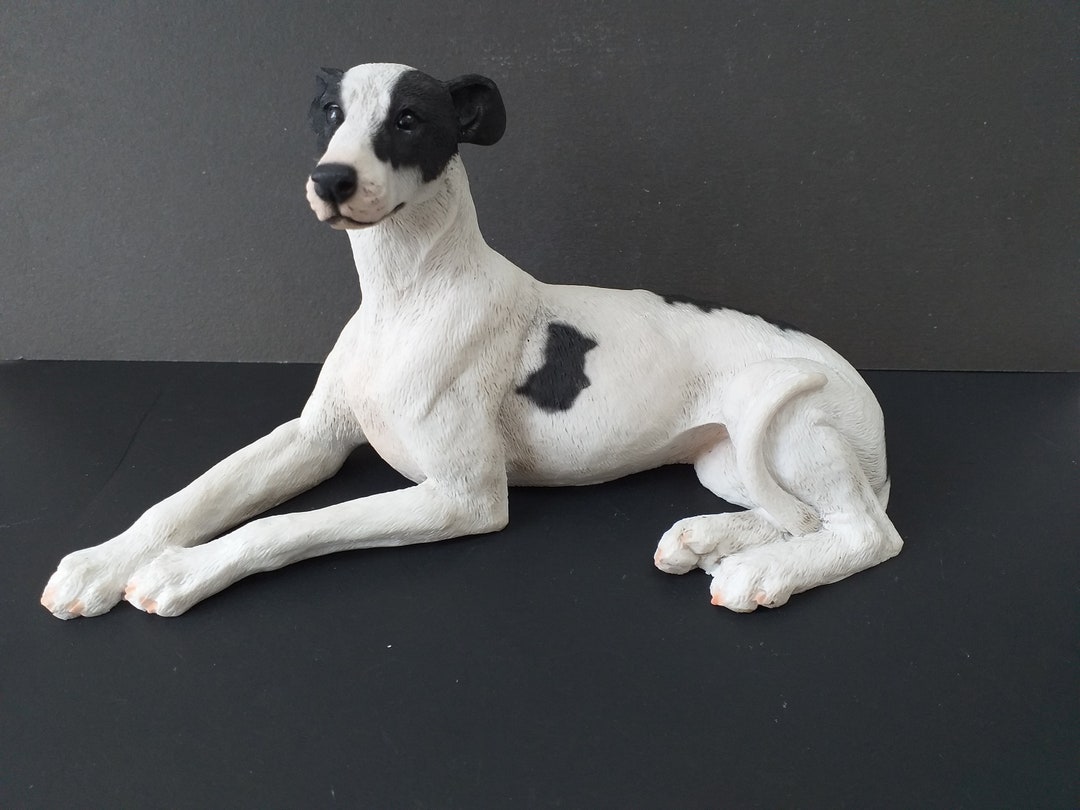 Greyhound Dog White Black Spots Ornament Gift Sculpture Statue Etsy