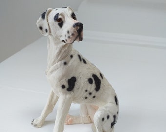 Great Dane dog Harlequin ornament model figure gift sculpture hand made free UK postage