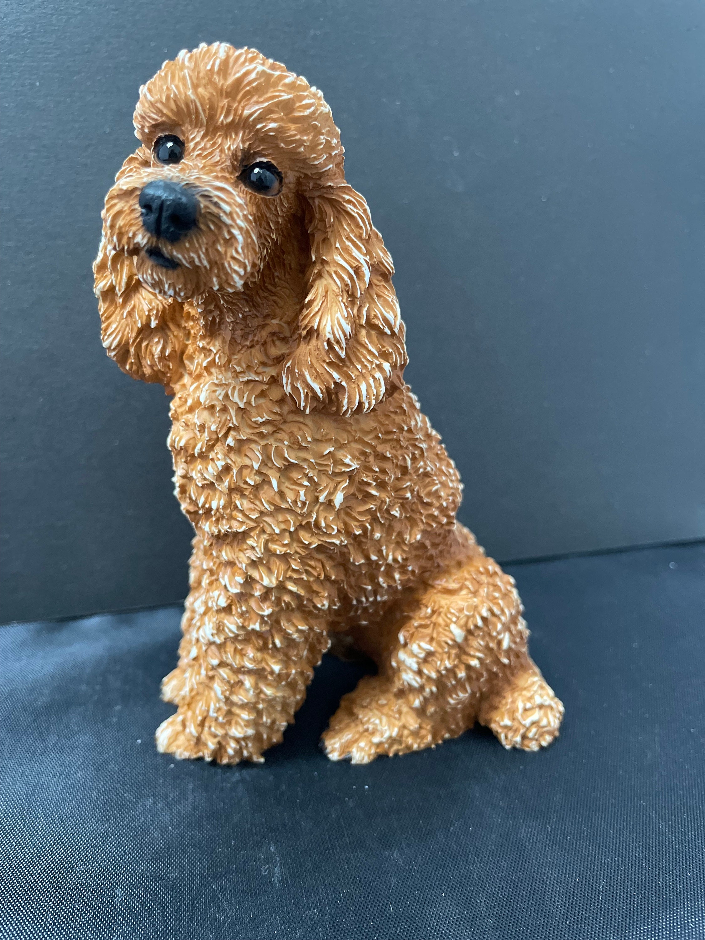 Poodle Dog Apricot Ornament Figure Model Sculpture Hand Made, With