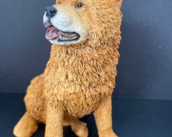 Chow Chow dog Brown figure ornament sculpture model hand made