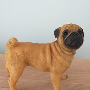 Pug dog ornament figure sculpture model standing free UK postage with certificate