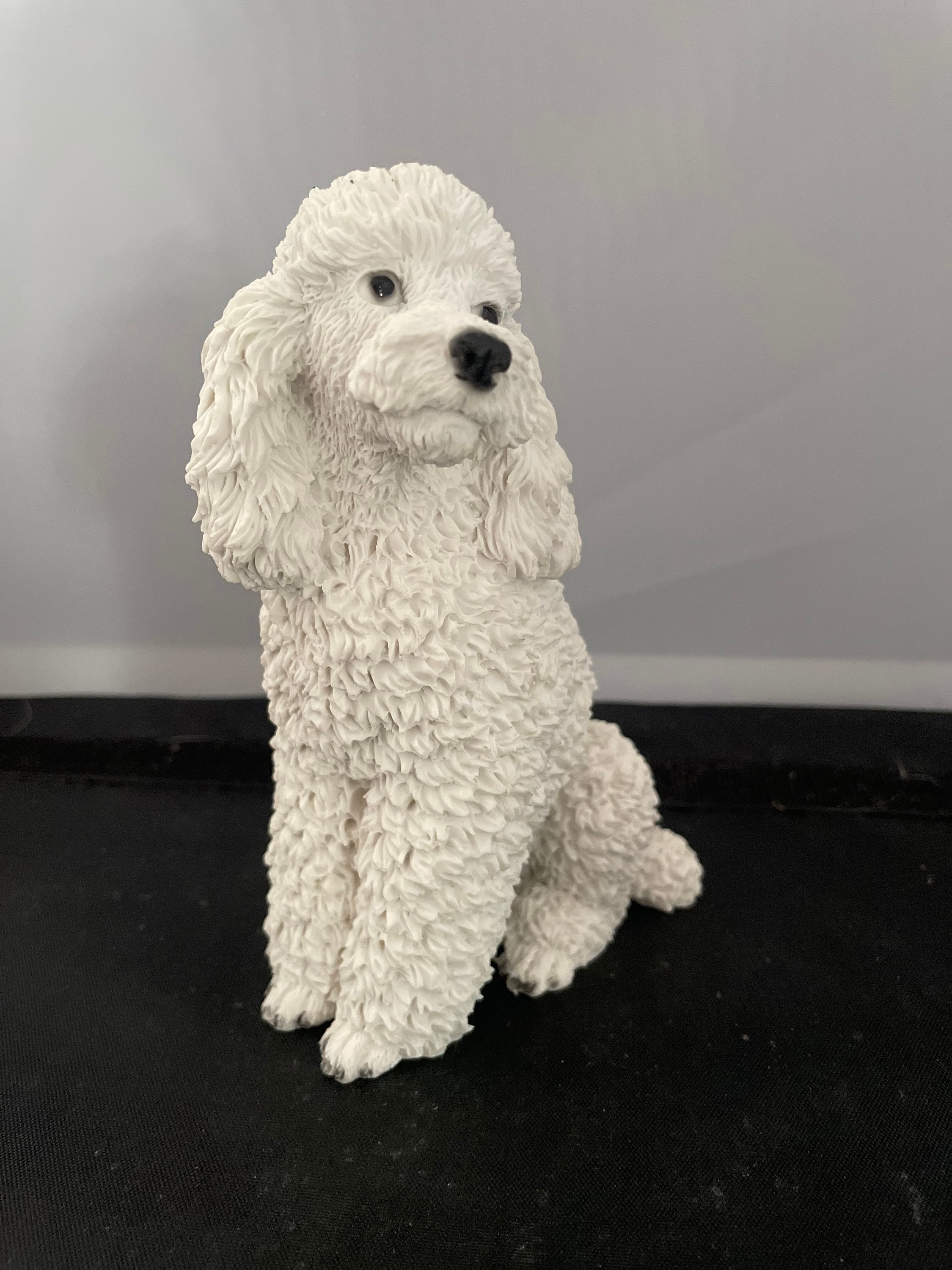 Poodle white dog ornament figure model Rare sitting free UK postage new with certificate