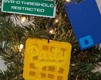 Severance Ornaments Set | 3D Printed Lumon Key Card, Waffle Party, Severed Threshold