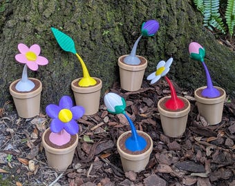 Pikmin Inspired Potted Plant – 3D Printed Desk Companion, Interchangeable Tops