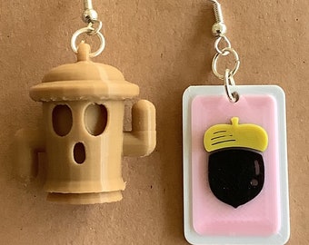Animal Crossing Earrings | 3D Printed Gyroid & DIY Card