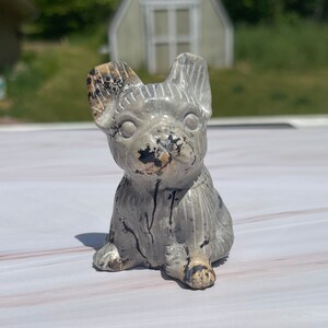 Dendritic Jasper French Bulldog Carving: Crystal Animal Gift