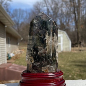 Lodolite Crystal Tower with Stand | Garden Quartz | Crystal Gift | Meditation Stone