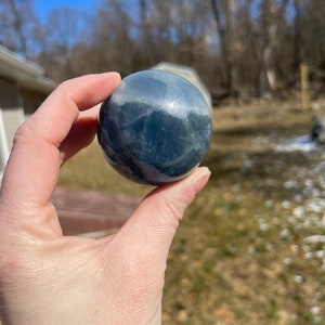 Blue Fluorite Crystal Sphere B | Fluorite Carving | Crystal Carving | Meditation Stone