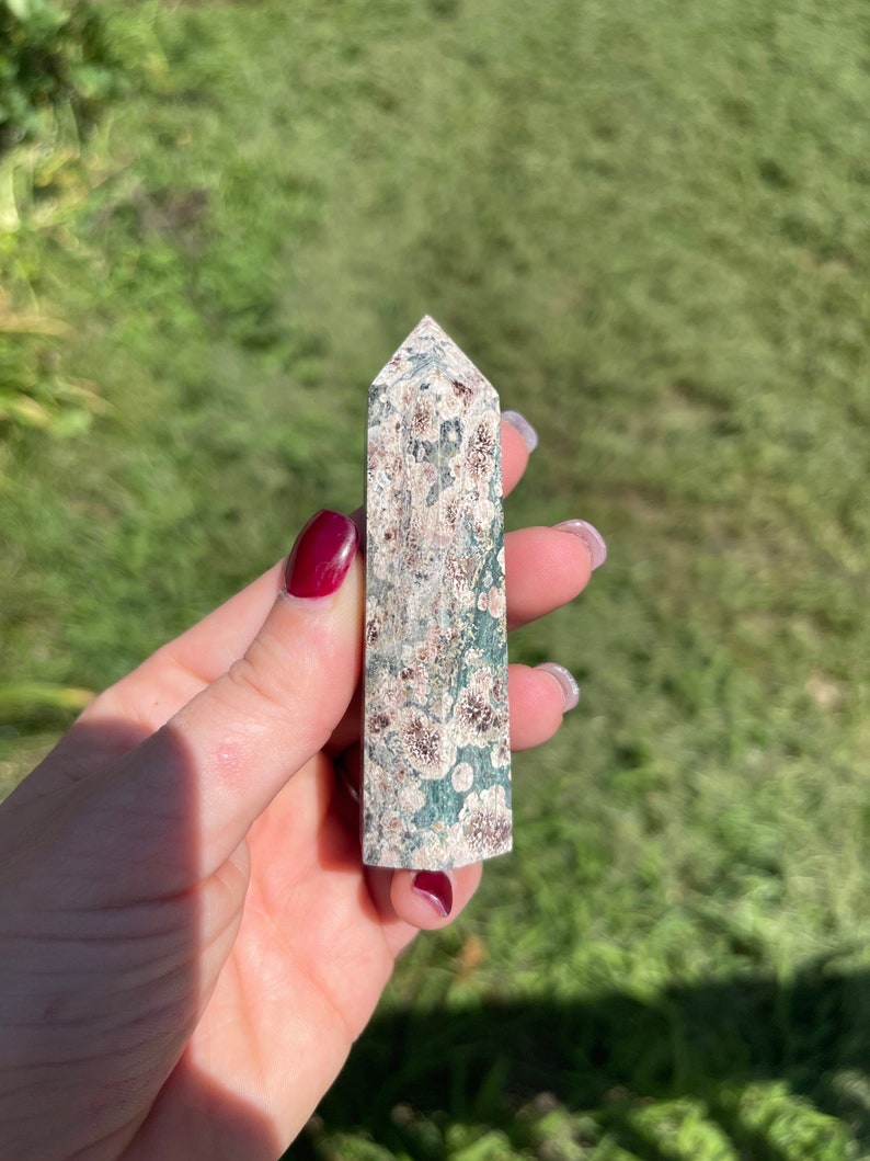 Flower Rhyolite Crystal Tower | Russia Flower Agate | Crystal Carving ...