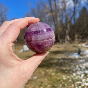Purple fluorite crystal sphere | fluorite carving | crystal carving | meditation stone