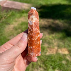 Calcite With Blue Apatite Crystal Tower C | Crystal Gift | Calcite with Blue Apatite Point