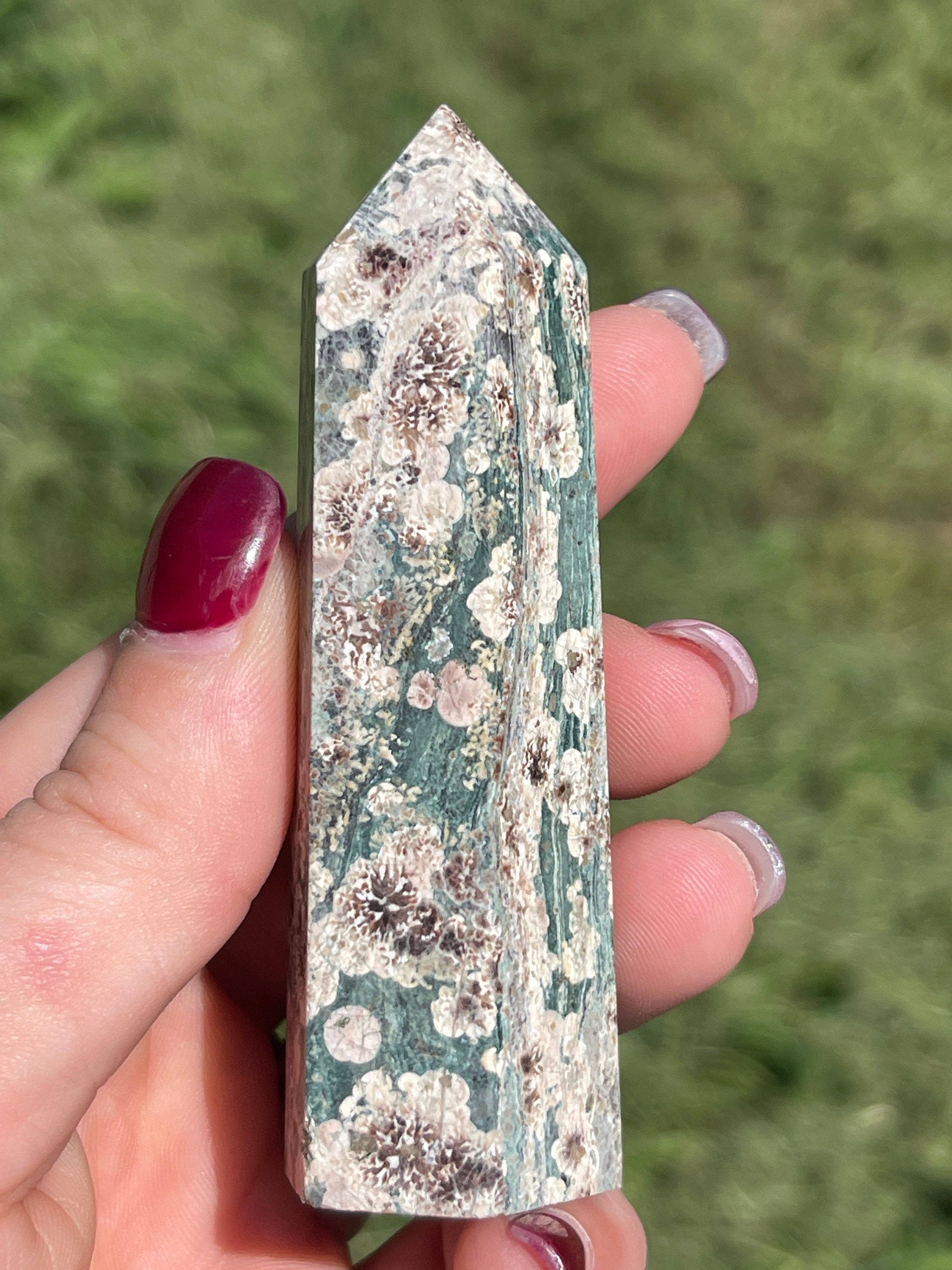 Flower Rhyolite Crystal Tower | Russia Flower Agate | Crystal Carving ...