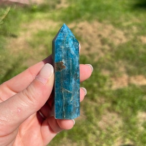 Blue Apatite Crystal Tower E | Crystal Gift | Blue Apatite Point | Crystal Carving