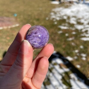 Charoite Mini Crystal Sphere C | Meditation Stone | Crystal Carving