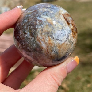 Ocean Jasper Crystal Sphere: Meditation Stone, Spiritual Decor