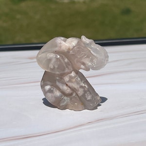 Flower Agate Crystal Elephant Carving | Crystal Gift | Meditation Stone | Animal Carving