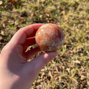 Sun and moonstone crystal sphere, meditation stone, crystal gift