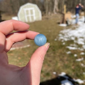 Mini Aquamarine Crystal Sphere B | Crystal Carving | Meditation Stone