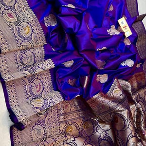 Pure meenakari banarasi katan silk  saree  with mesmerizing   border with running blouse piece for party wear and wedding
