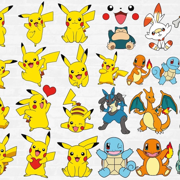 Pika SVG, Pika svg, Pikachu , Poke SVG, svg png jpg dxf eps Cricut Silhouette fichiers de coupe