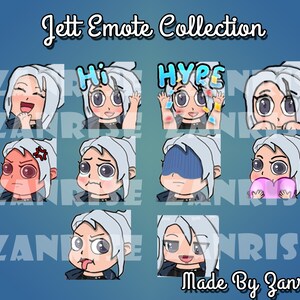Valorant Jett Twitch Emotes Pack of 10