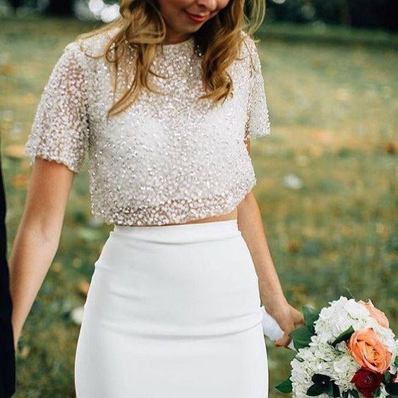 crop top ensemble jupe et haut mariage