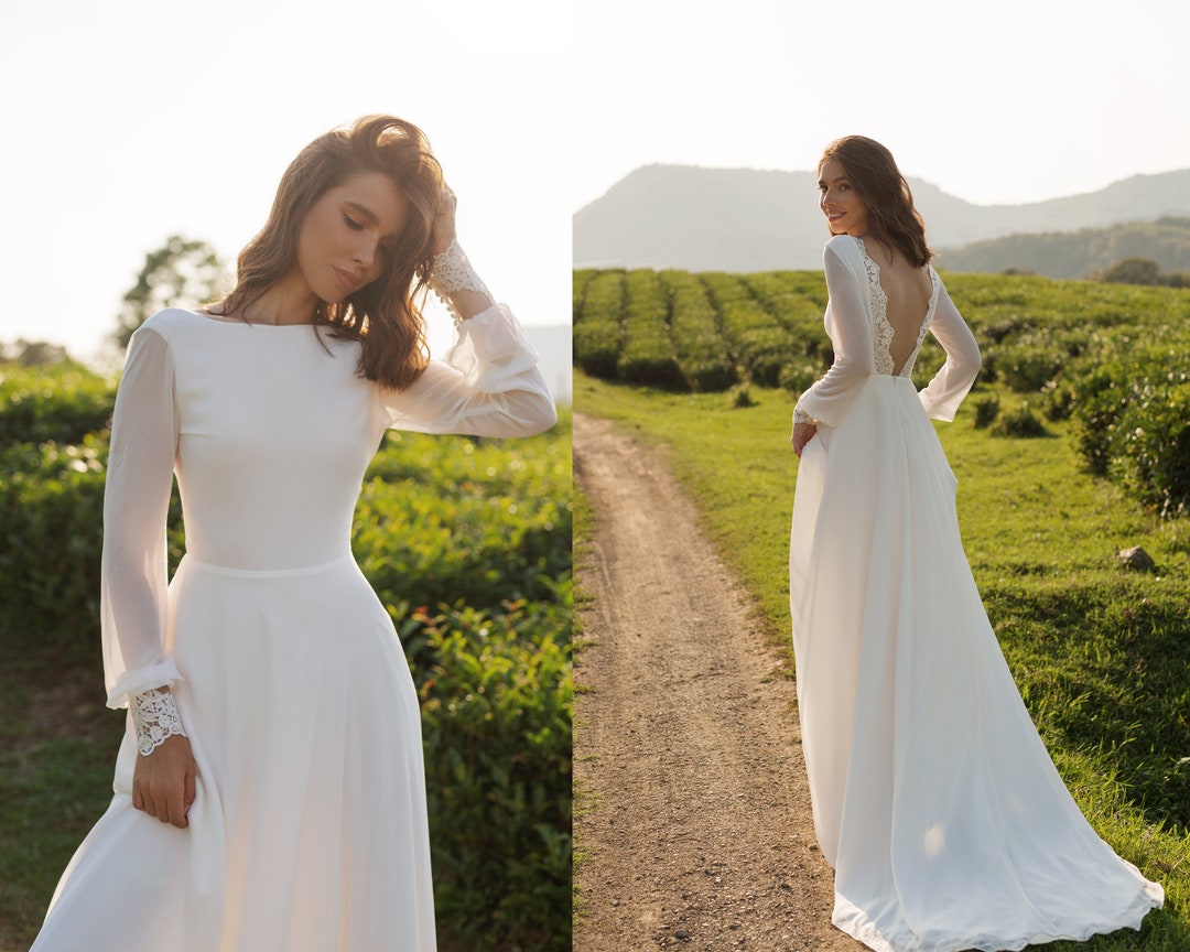 Boho Wedding Dress With Sleeves ANASTEISHA Etsy