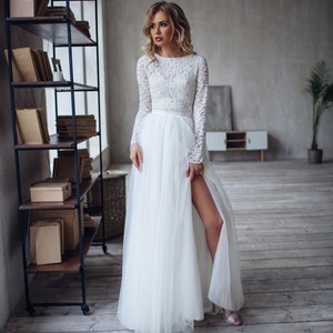 A R W E N Lace Crop Top and Tulle Skirt 