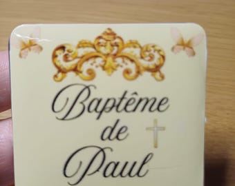 Personalized Baptism Magnet – Baptism Keepsake Gift – Name and Date – Family Guest Gift – Baptism Souvenir