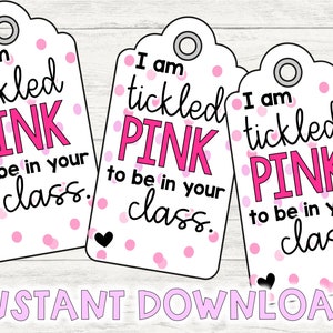 Tickled Pink School Tag /Printable /Back to School /Meet the Teacher / Instant Download/