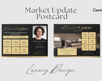 Luxury Market Update Postcard, Realtor Postcards, Real Estate Farming, Real Estate Postcards, Neighborhood Farming.