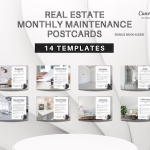 Monthly Maintenance Postcards | Postcards with Back-Sides | Premium Quality Postcards | Canva Postcards | 2025 Unique Designs