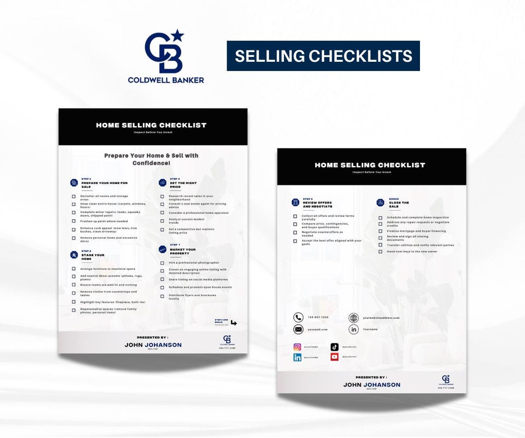 Home Selling Checklist Bundle | 2 Real Estate Seller Templates | Canva ...