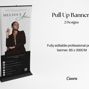 Real Estate Agent Pull-Up Banner Template, Realtor Roll Up Banner Design, Canva Professional Retractable Banner Event Design