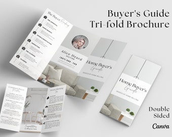 Real Estate Buyer's Guide Brochure, Real Estate Tri-Fold Brochure, Tri-fold Real Estate, Buyer Guide, Real Estate Marketing, Double-Sided