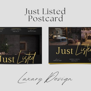 Luxus Just Listed Postkarten Vorlagen für Canva | Luxus Makler Canva Vorlagen | Realtor Postkarten | Vorlagen für Grundbesitz | Sendungsverfolgung