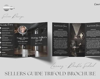 Silver Luxury Seller's Guide Brochure, Real Estate Tri-Fold Brochure, Tri-fold Real Estate, Seller Guide, Double-Sided