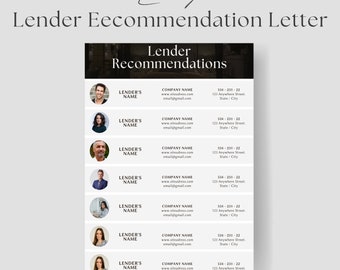 Trusted Lenders Template | Mortgage Lender Recommendations List | Lender Recommendations | Real Estate Home Financing | Loan Officer | Canva