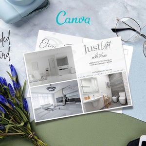 Immobilier juste répertorié carte postale, marketing immobilier, modèle Canva modifiable, cartes postales agricoles, agent immobilier agricole, carte postale agent immobilier