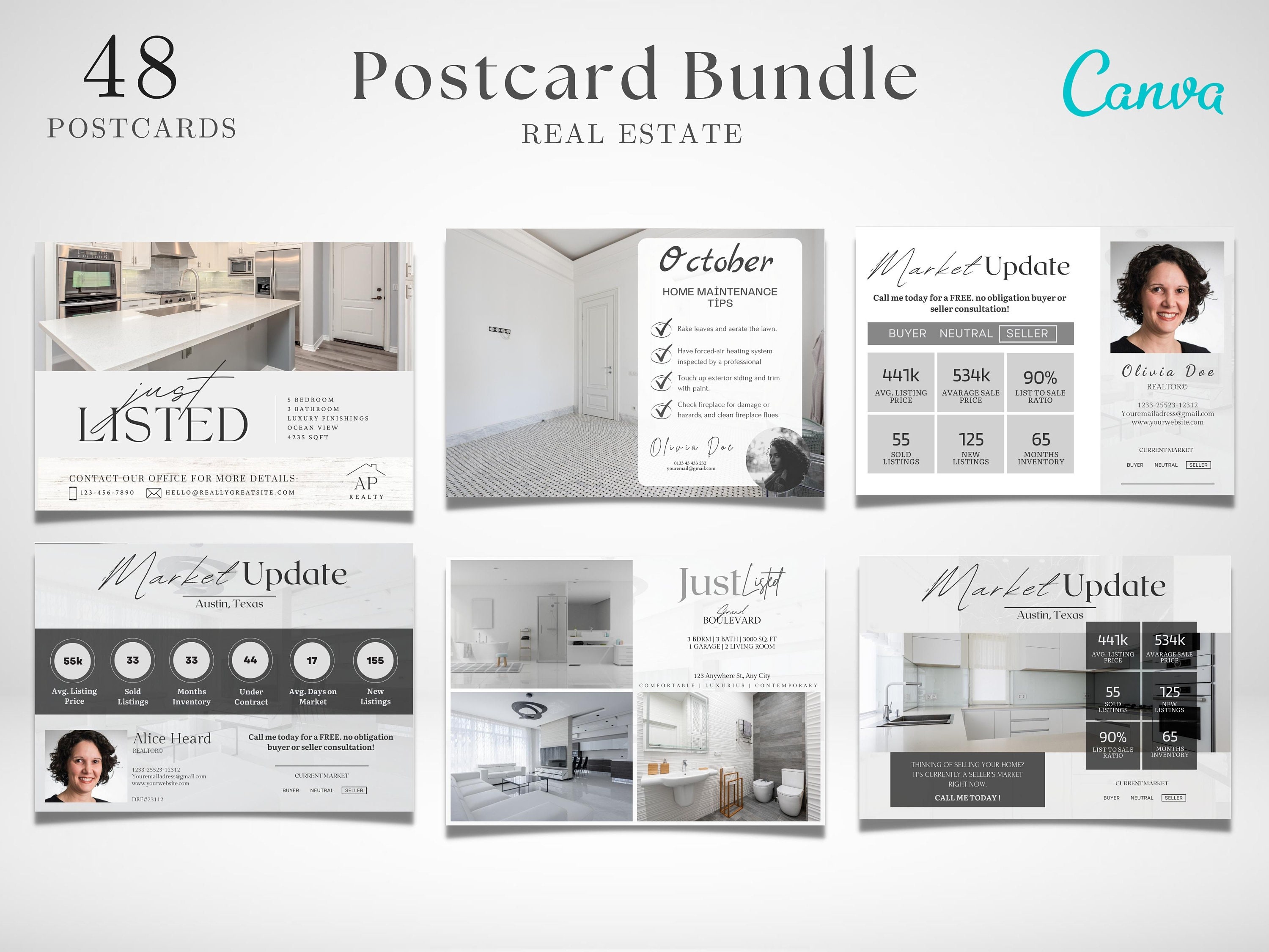 Postales de bienes raíces / Postales de agentes inmobiliarios / Canva de  bienes raíces / Tarjeta de introducción de agentes inmobiliarios /  Herramienta de marketing de agentes inmobiliarios / ..., image size:3000x2250