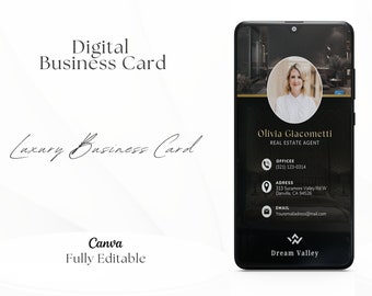 Luxury Digital Business Card | Realtor Business Card | Real Estate Business Card | Realtor Prospect Card | Realtor Canva | Luxury Design