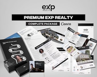 Premium EXP REALTY Real Estate Marketing Bundle | Black Templates | Sellers & Buyers Guide, Checklists, Social Media Templates | Canva