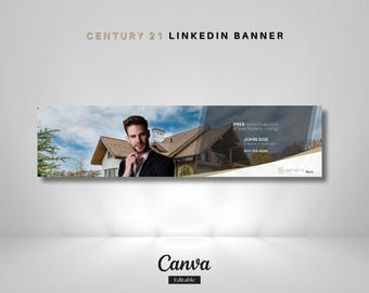Century 21 LinkedIn Banner Template | Real Estate Cover Photo | Editable Canva Design for Realtors | Modern Branding