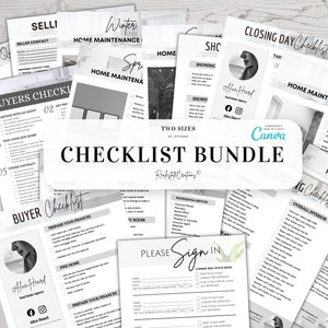 Real Estate Checklist Bundle, Realtor Marketing Templates, Showing Checklist, Buying Checklist, Moving Checklist, Closing Day Checklist