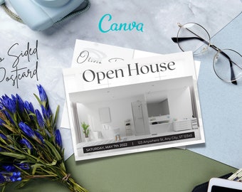 Real Estate Open House Postcard, Real Estate Marketing, Editable Canva Template, Farming Postcards, Realtor Farming, Realtor Postcard
