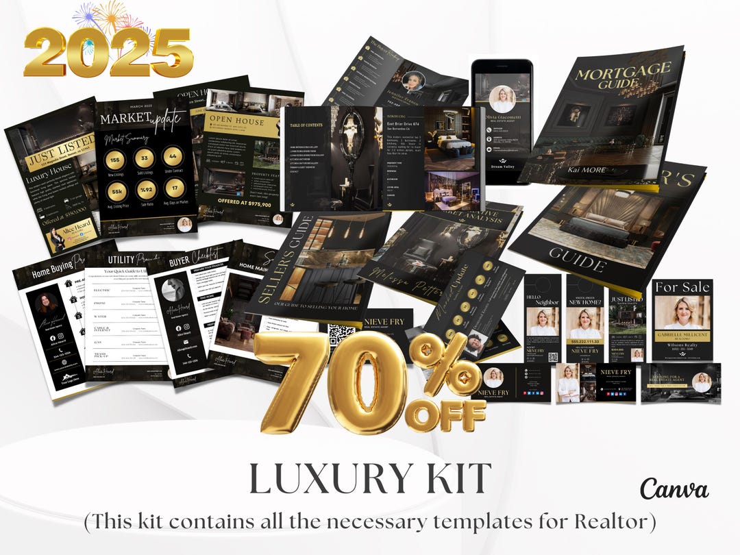 2025 Luxury Gold Real Estate Templates Canva, Realtor Marketing, Real ...