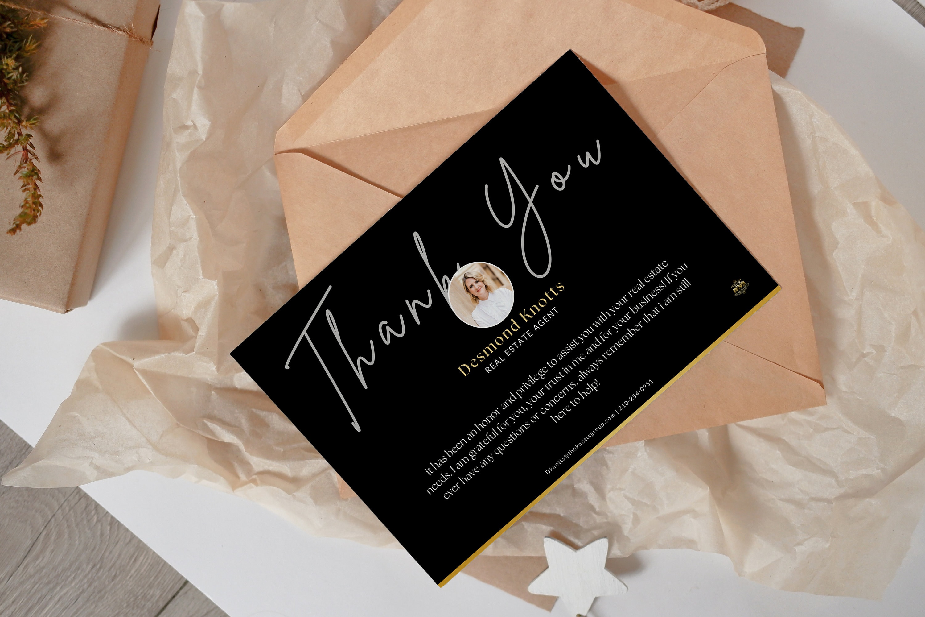 Luxury Thank You Card, Modern Thank You Postcard, Realtor Marketing ...